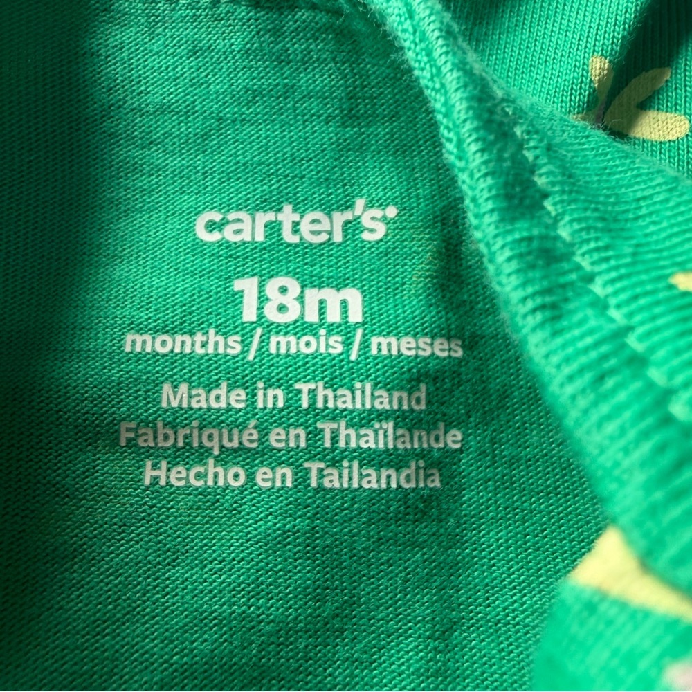 Carter's 18 Months‎ Baby Butterfly Sunsuit Green Bodysuit Dress NEW - Picture 8 of 8